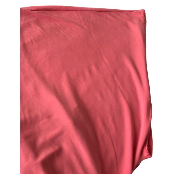 MSK MIDI BLOUSON DRESS, WOMENS, M, NAVY BLUE PEACH TAN, ELASTIC WAIST, V-NECK - Picture 7 of 10